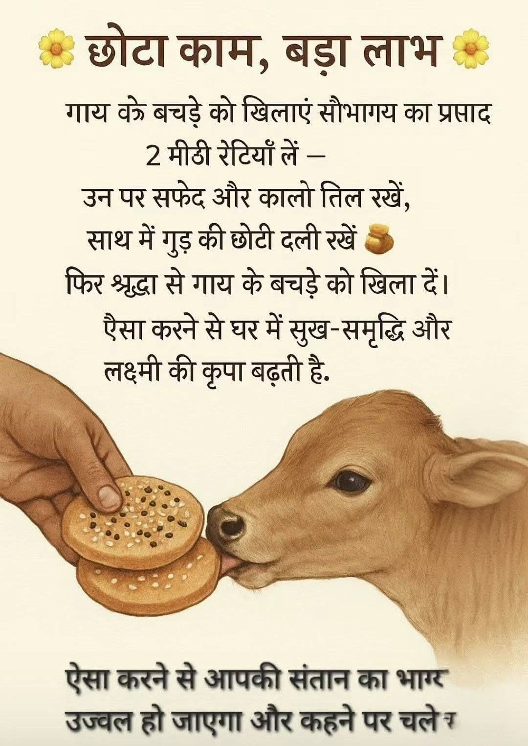 gai ke bachde ko meethi roti khilane ke labh