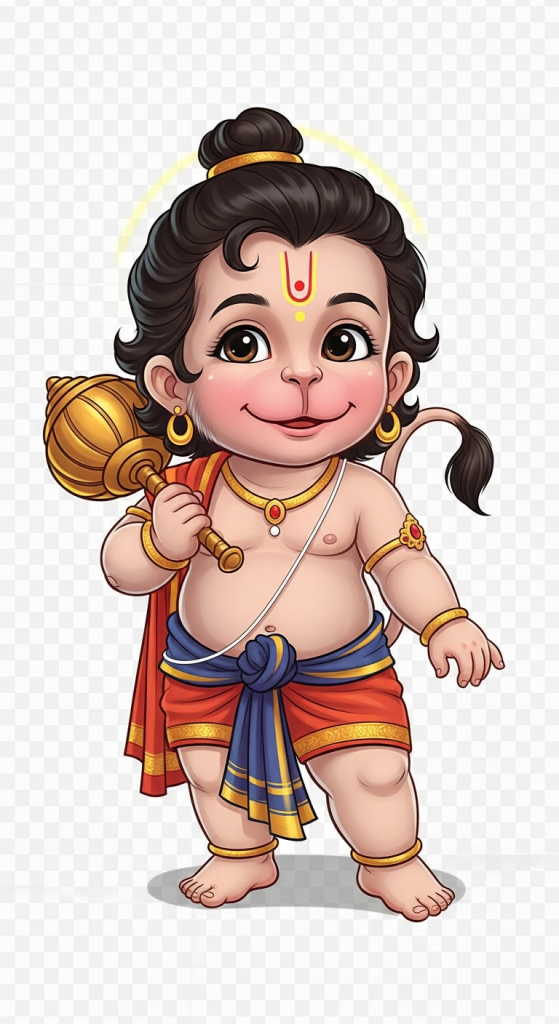 Cute smiling Bal Hanuman Ji PNG image transparent background HD
