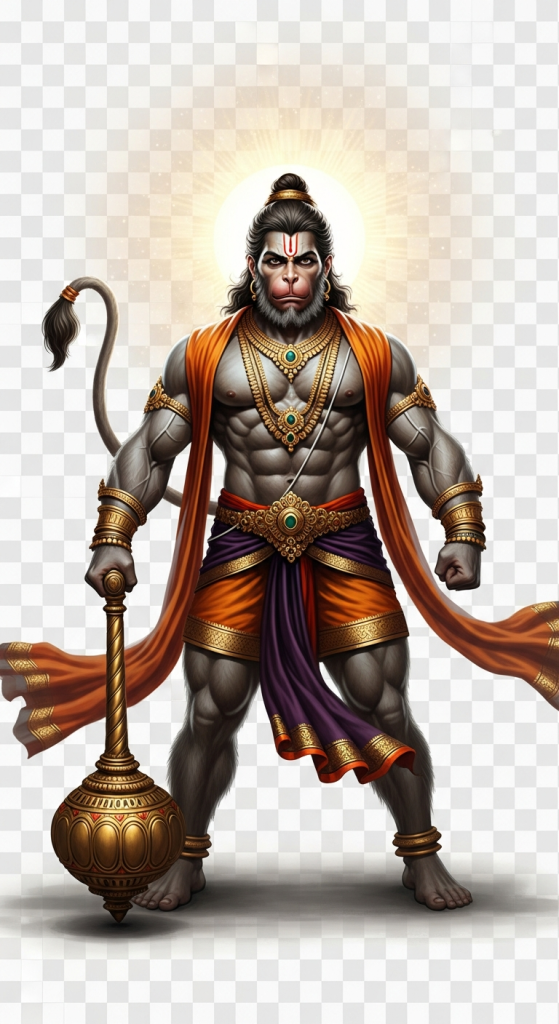 Bajrangbali Hanuman Ji powerful standing PNG image
